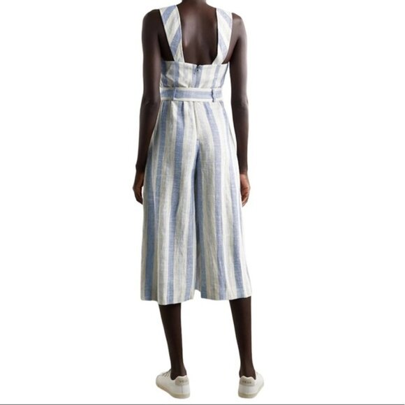 ALICE + OLIVIA Marty Belted Striped Linen-Blend Jumpsuit - Picture 7 of 15